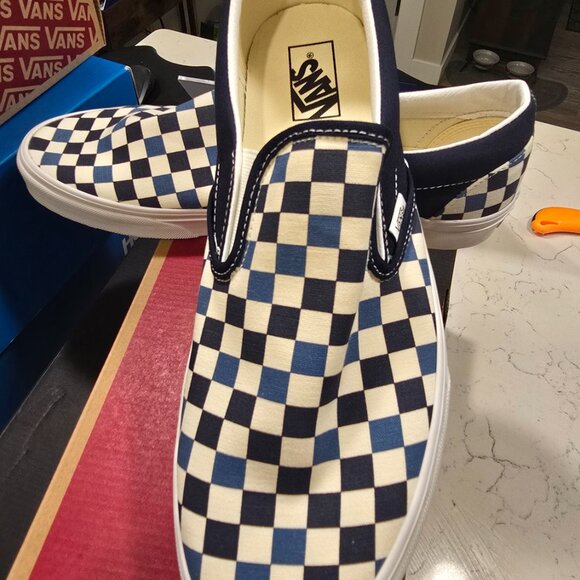 VANS CLASSIC CHECKERBOARD SLIP-ON Blue (VN000D5PBX9) Skateboarding Mens 13 NEW - Picture 2 of 10